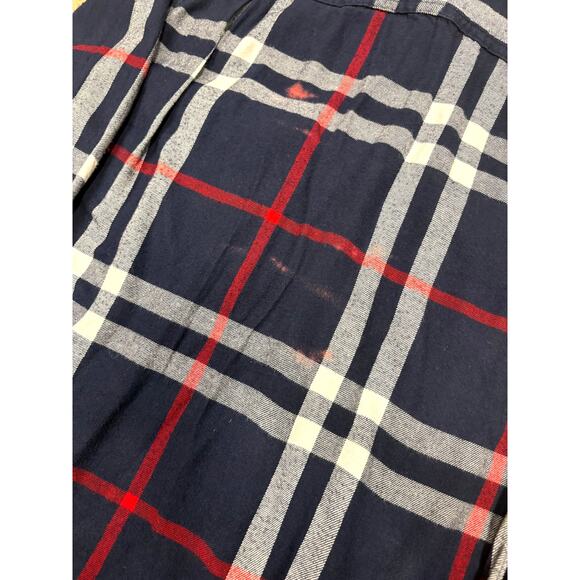 George Plaid Flannel Button Up Shirt M Navy Red White – Classic Y2K Streetwear - Picture 5 of 12